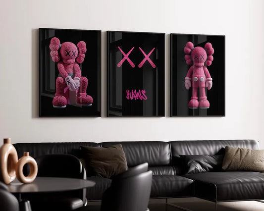 Póster de KAWS, juego de 3, figura de Kaws