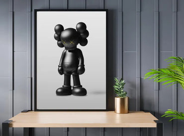 Póster de KAWS, juego de 3, figura de Kaws en blanco, negro y amarillo,
